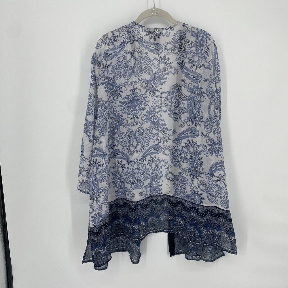 Catherines Navy and White Paisley Open-Front Kimono - Picture 4 of 4